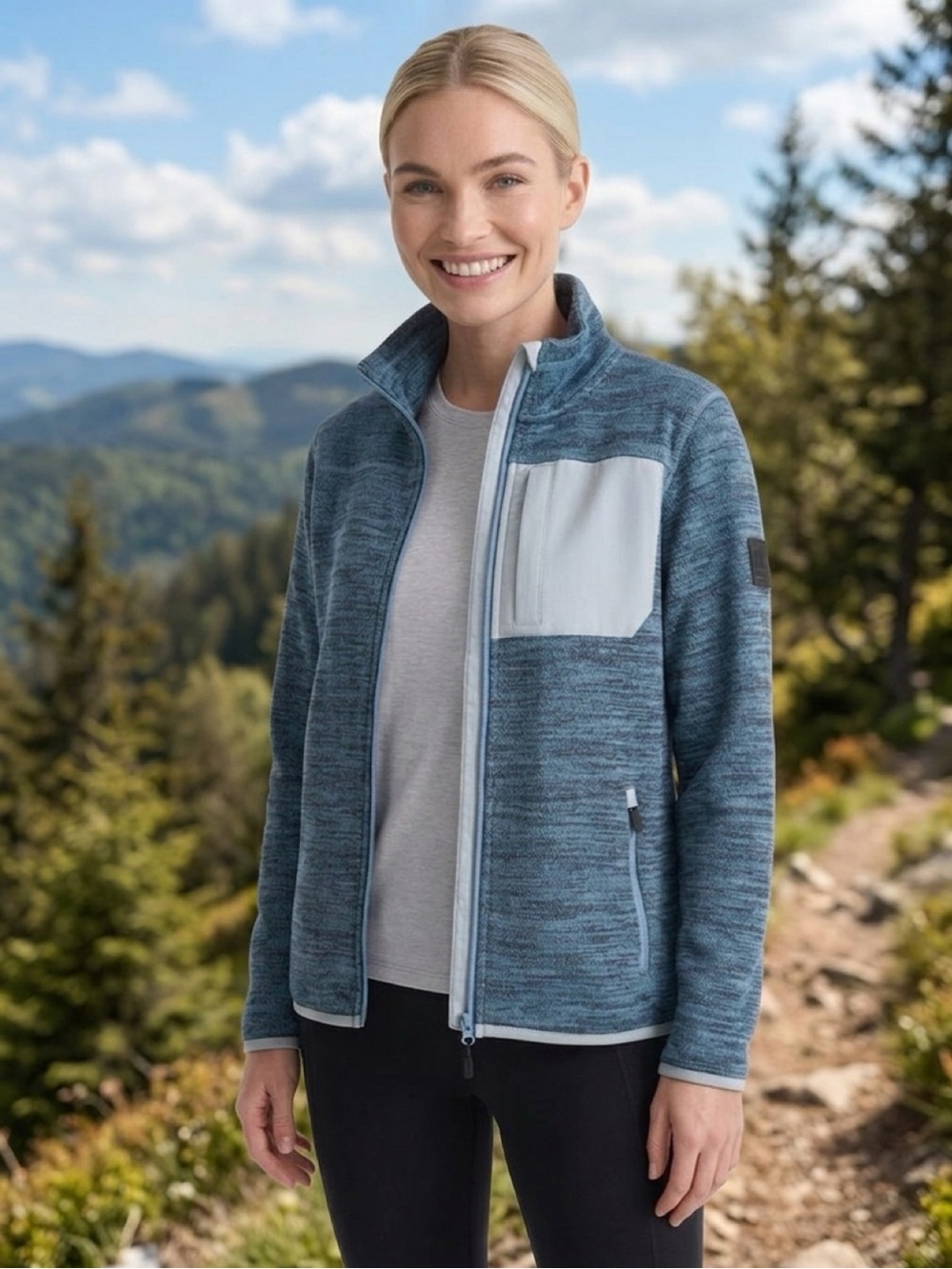 Ascend Women’s Blue Heather Full-Zip Utility Jacket